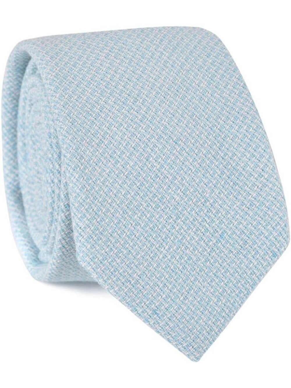 Men's Light Cyan Heather Cotton Linen Textured Formal Slim Necktie For Business